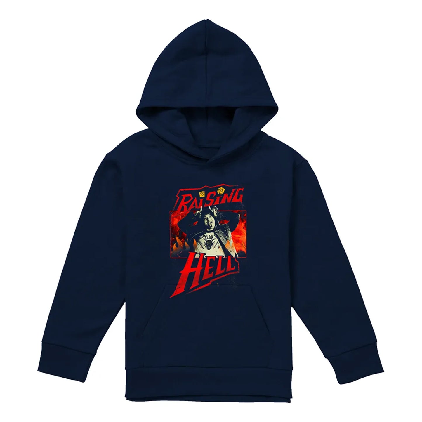 Navy - Front - Stranger Things Childrens-Kids Raising Hell Eddie Munson Pullover Hoodie