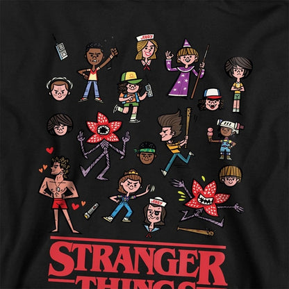 Black - Side - Stranger Things Childrens-Kids Cartoon Character Pullover Hoodie