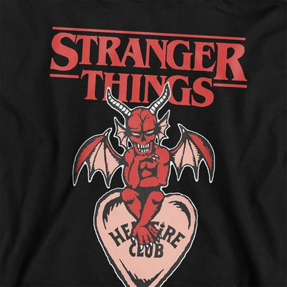 Black - Side - Stranger Things Childrens-Kids Hellfire Heart Pullover Hoodie
