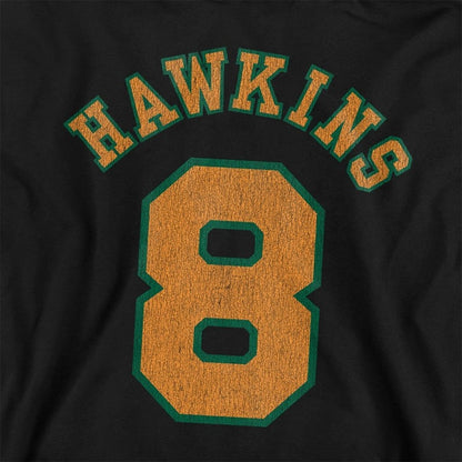 Black - Side - Stranger Things Childrens-Kids Hawkins No 8 Pullover Hoodie