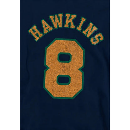 Navy - Side - Stranger Things Childrens-Kids Hawkins No 8 Pullover Hoodie