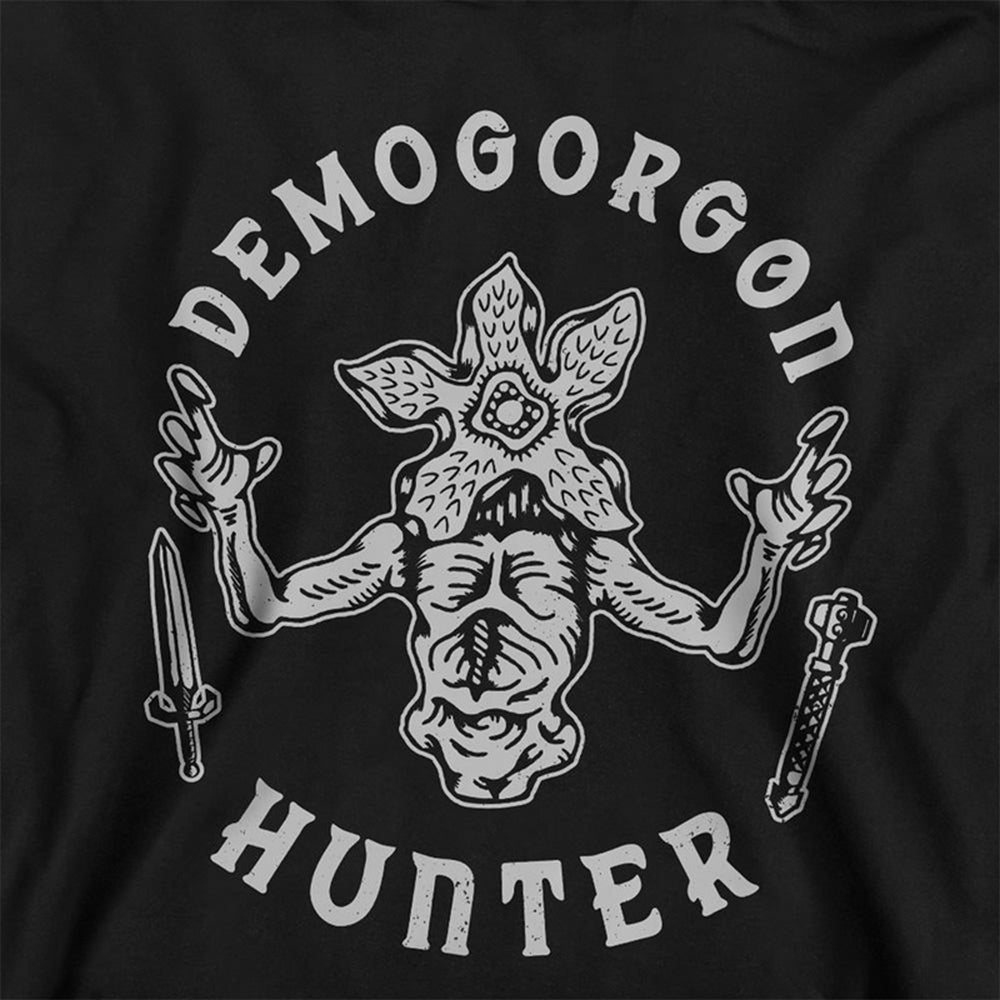 Black - Side - Stranger Things Childrens-Kids Hunter Demogorgon Pullover Hoodie