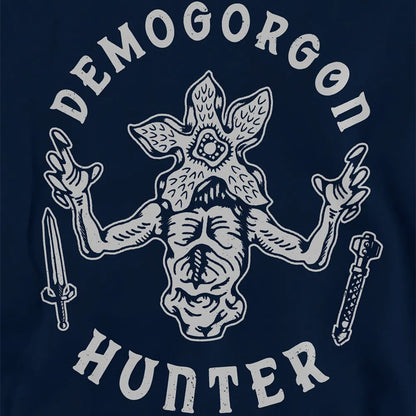 Navy - Side - Stranger Things Childrens-Kids Hunter Demogorgon Pullover Hoodie