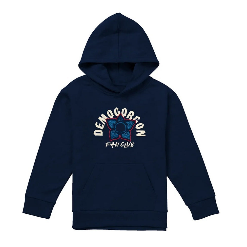 Navy - Front - Stranger Things Childrens-Kids Fan Club Demogorgon Pullover Hoodie