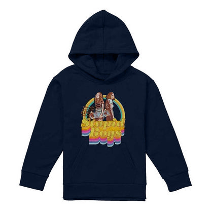 Navy - Front - Stranger Things Childrens-Kids Stupid Boys Pullover Hoodie