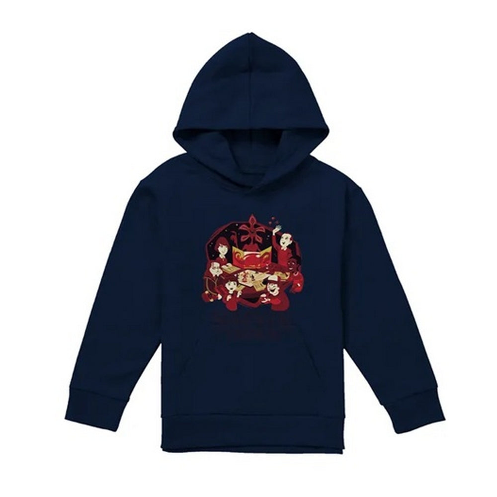 Navy - Front - Stranger Things Childrens-Kids Board Game Pullover Hoodie