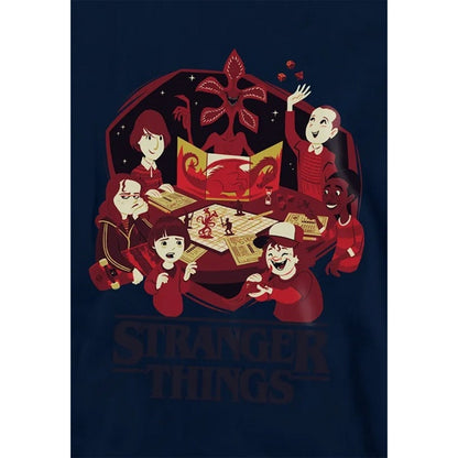 Navy - Side - Stranger Things Childrens-Kids Board Game Pullover Hoodie