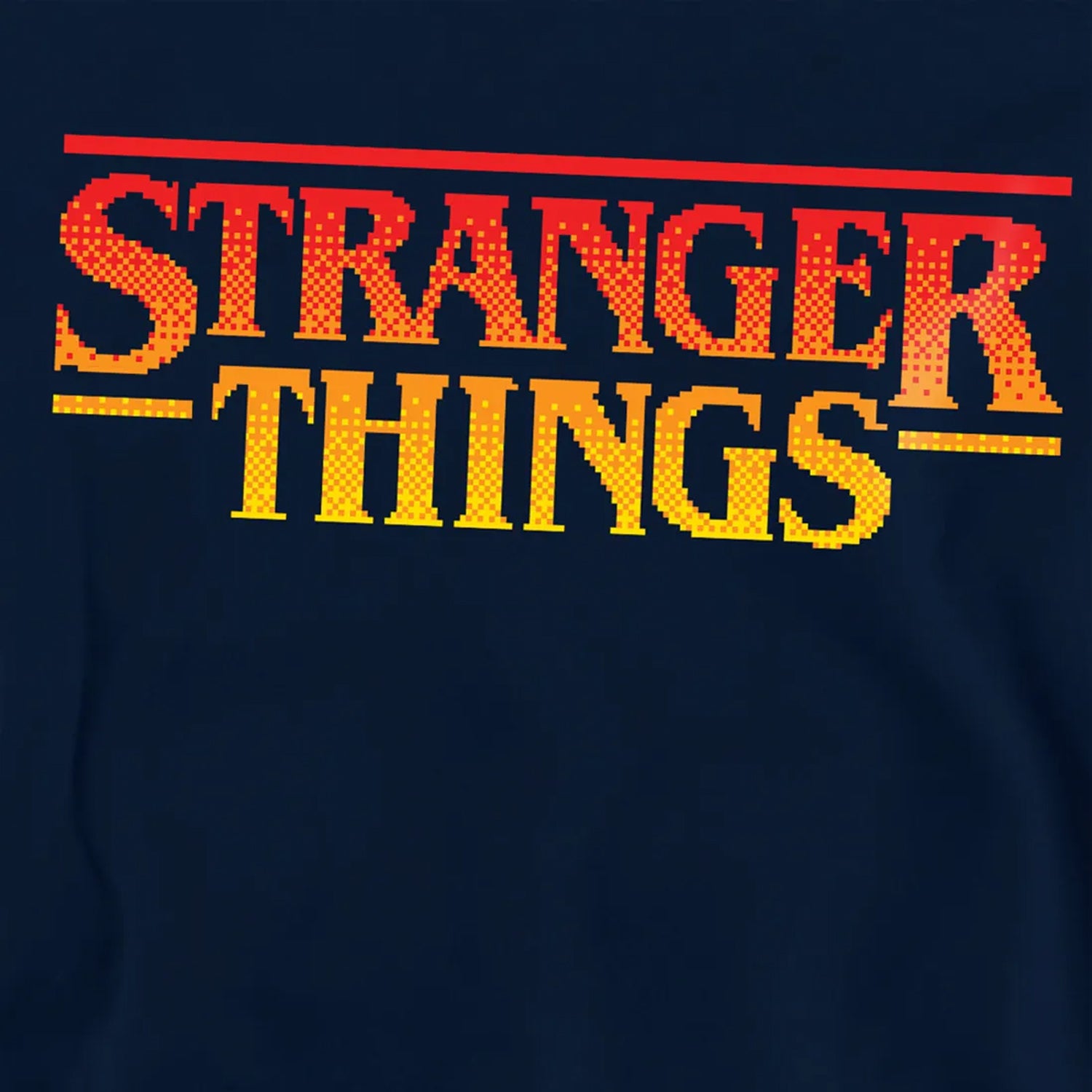 Navy - Side - Stranger Things Childrens-Kids Sunset Logo Pullover Hoodie