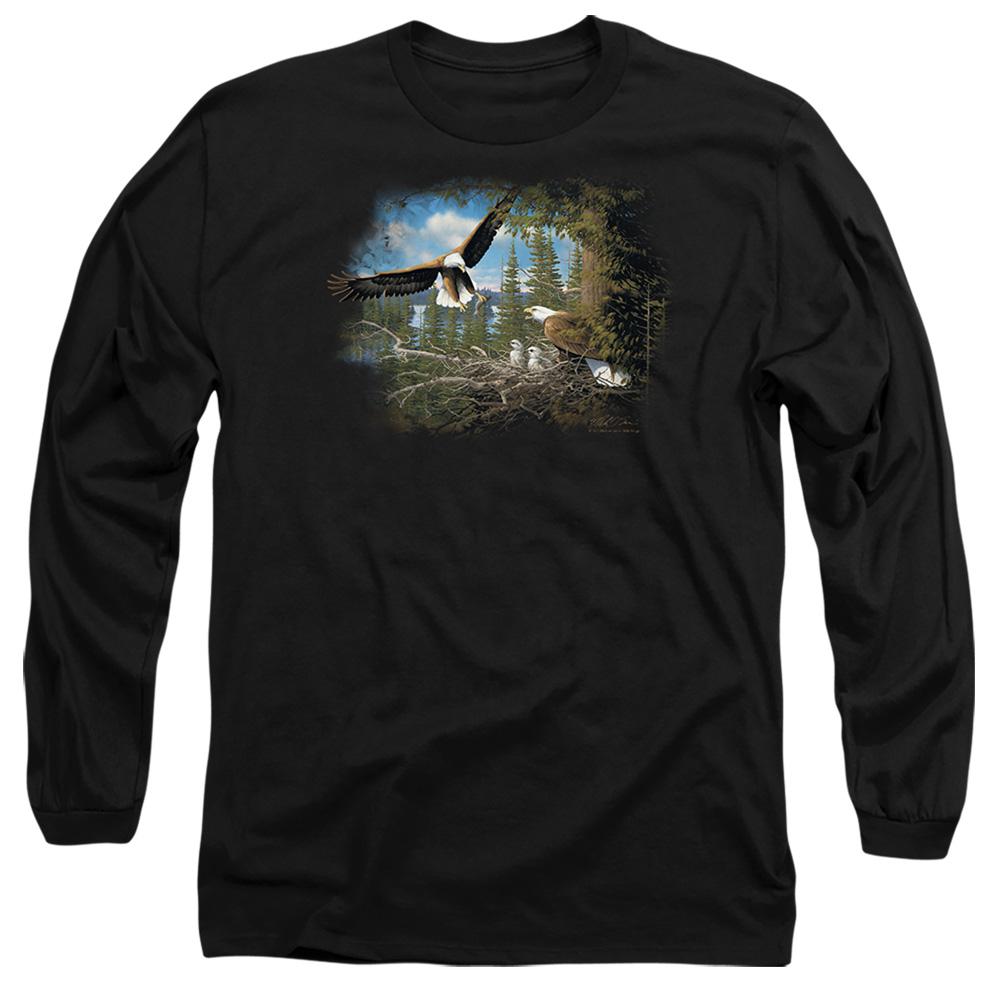 Black - Front - Wild Wings Unisex Adult Wildlife Spring Bald Eagles Long-Sleeved T-Shirt