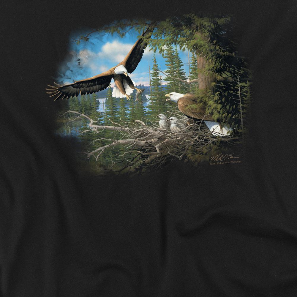 Black - Side - Wild Wings Unisex Adult Wildlife Spring Bald Eagles Long-Sleeved T-Shirt
