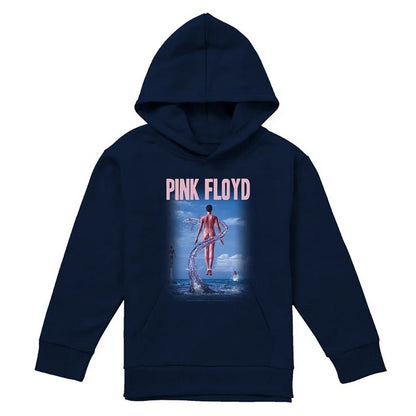 Navy - Front - Pink Floyd Childrens-Kids Deep Blue Hoodie