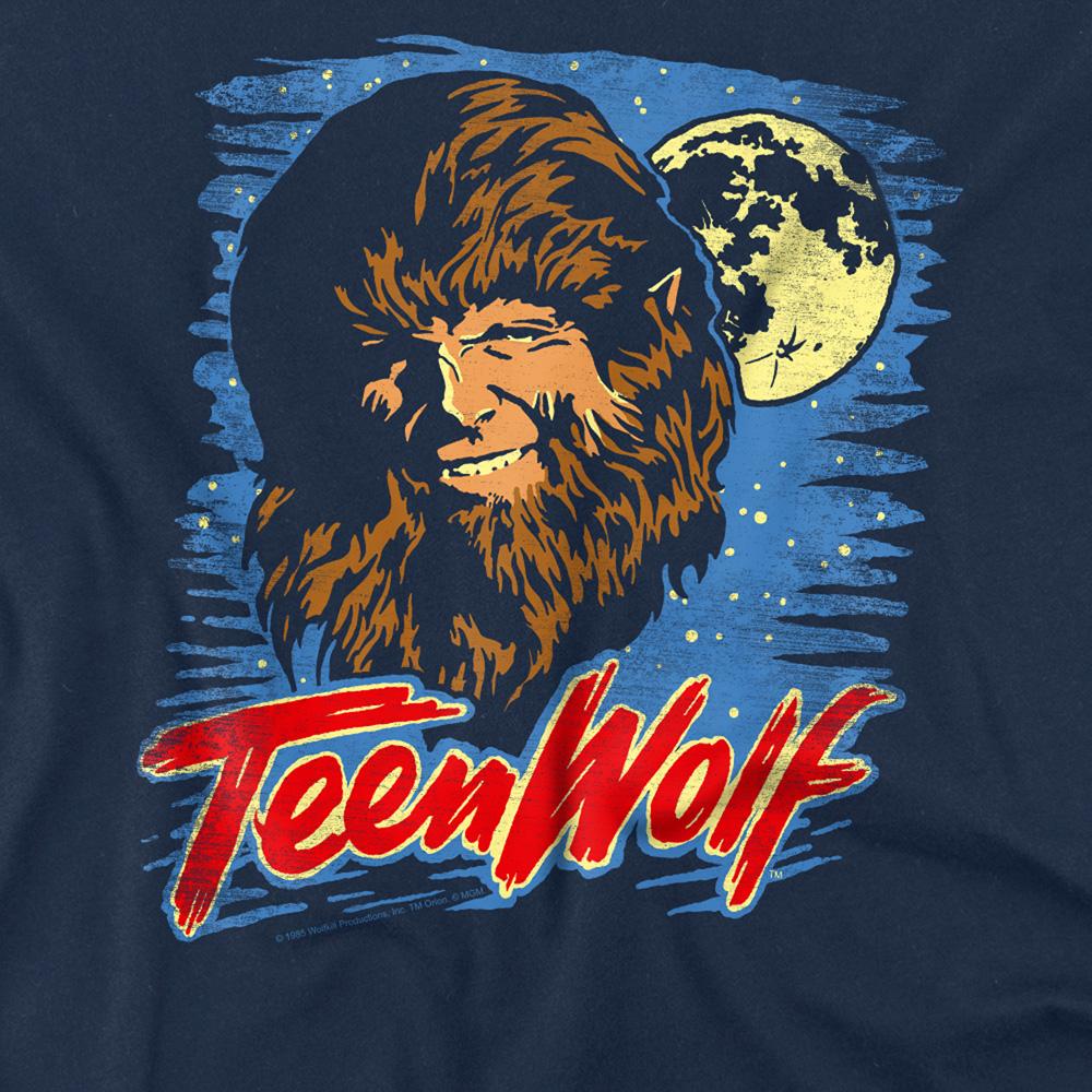 Navy - Side - Teen Wolf Unisex Adult Moon T-Shirt