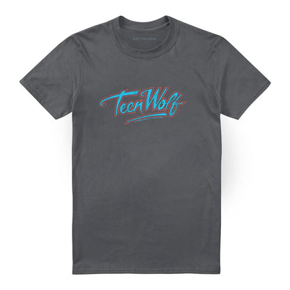 Charcoal - Front - Teen Wolf Unisex Adult Neon Logo T-Shirt