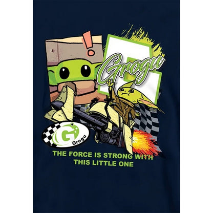 Navy - Side - Star Wars Childrens-Kids Racing Speeder Bike Grogu Hoodie