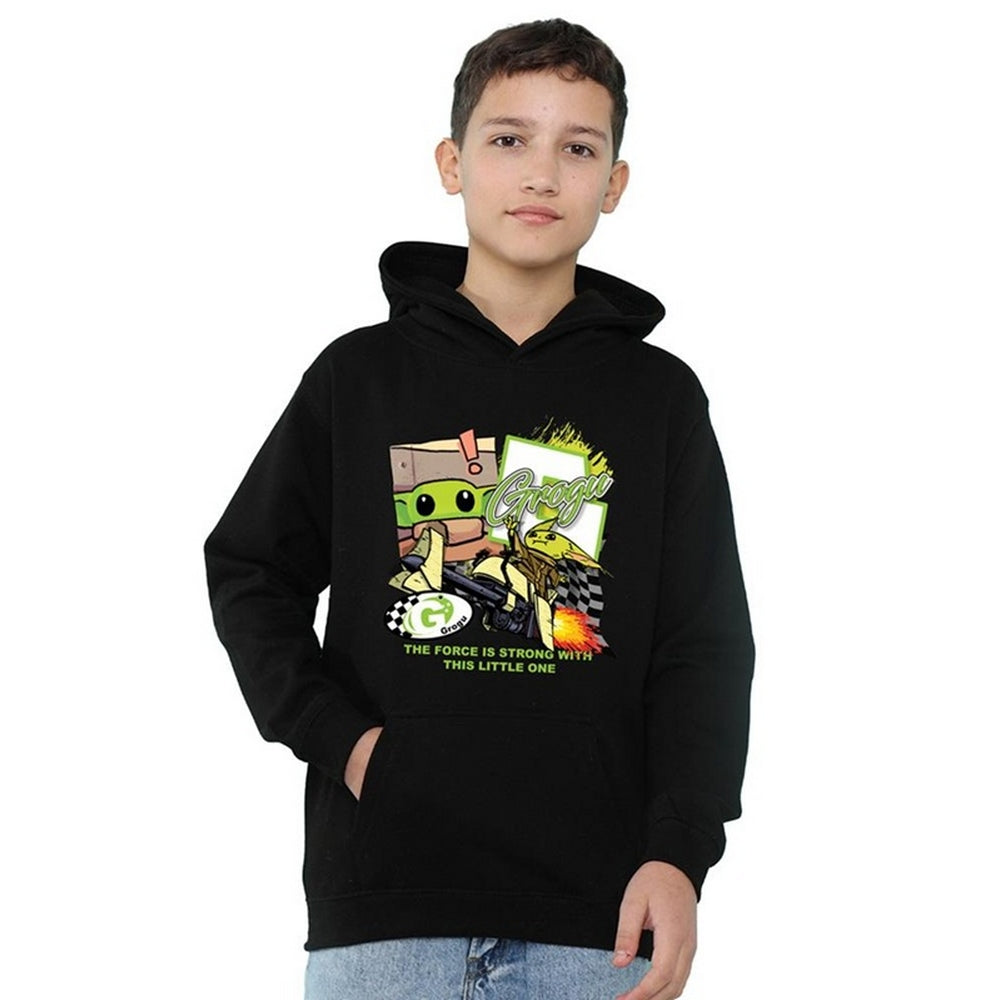 Black - Lifestyle - Star Wars Childrens-Kids Racing Speeder Bike Grogu Hoodie