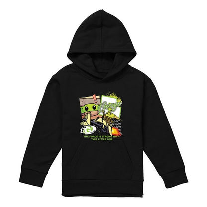 Black - Front - Star Wars Childrens-Kids Racing Speeder Bike Grogu Hoodie