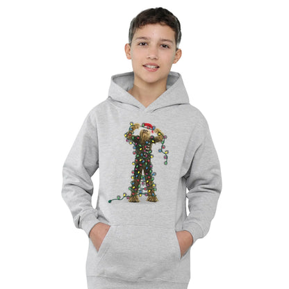 Athletic Heather - Lifestyle - Star Wars Childrens-Kids Christmas Chewbacca Tangled Lights Heather Hoodie