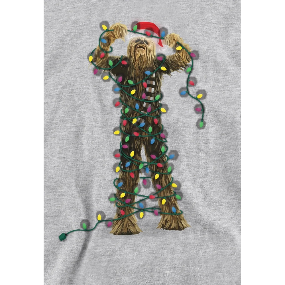 Athletic Heather - Side - Star Wars Childrens-Kids Christmas Chewbacca Tangled Lights Heather Hoodie