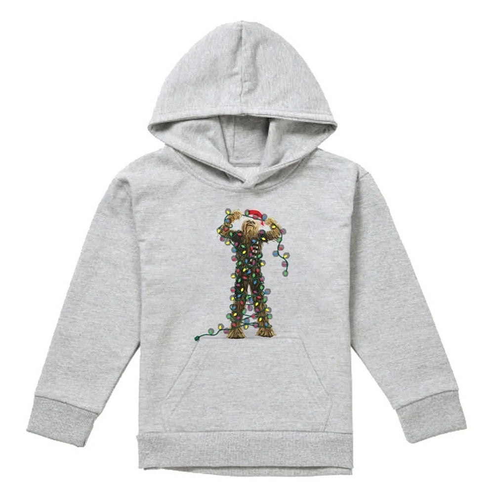 Athletic Heather - Front - Star Wars Childrens-Kids Christmas Chewbacca Tangled Lights Heather Hoodie