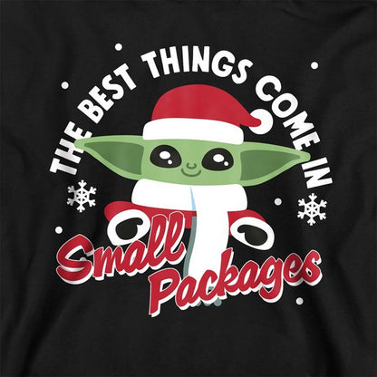 Black - Side - Star Wars The Mandalorian Childrens-Kids Grogu Snowflake Christmas Hoodie