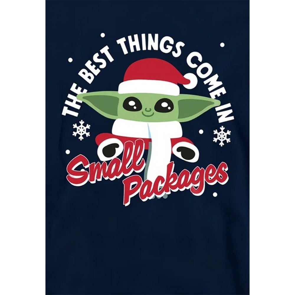 Navy - Side - Star Wars The Mandalorian Childrens-Kids Grogu Snowflake Christmas Hoodie