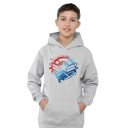 Athletic Heather - Lifestyle - Captain America Childrens-Kids Gradient Shield Heather Pull Over Hoodie