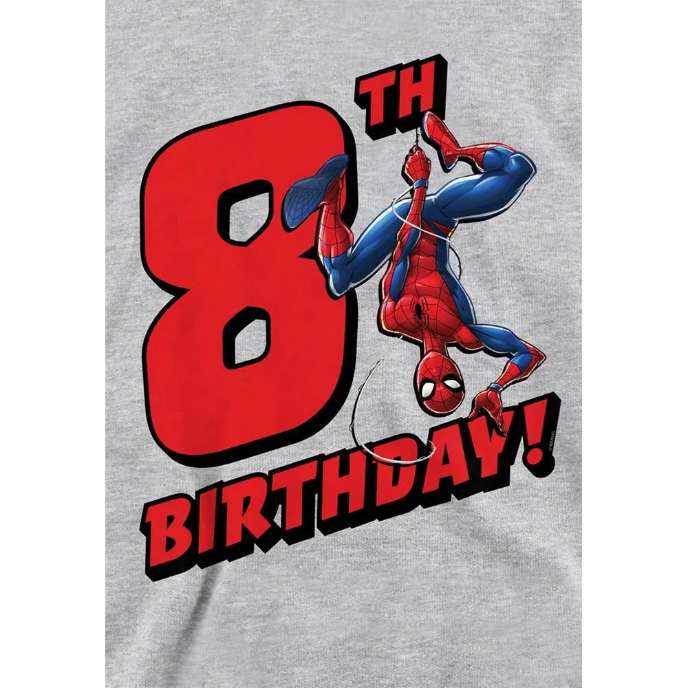 Athletic Heather - Side - Spider-Man Childrens-Kids Heather 8th Birthday Hoodie