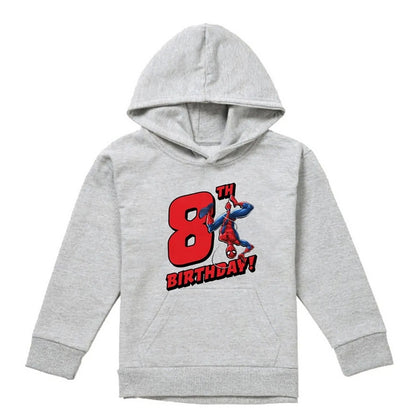 Athletic Heather - Front - Spider-Man Childrens-Kids Heather 8th Birthday Hoodie