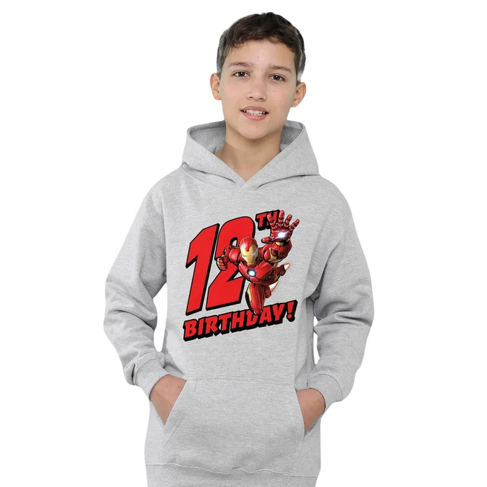 Athletic Heather - Lifestyle - Marvel Childrens-Kids Iron Man Heather 12th Birthday Hoodie