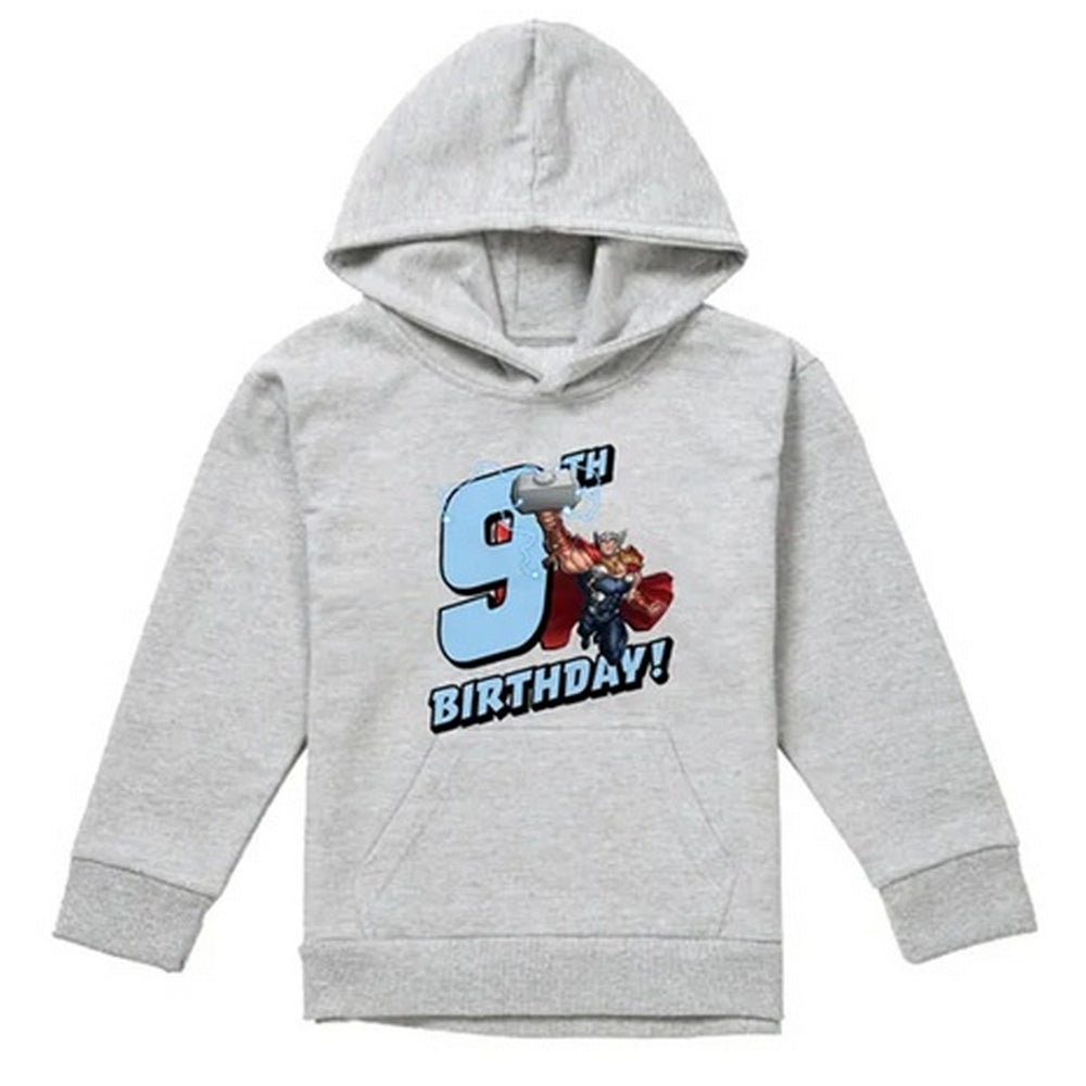 Athletic Heather - Front - Marvel Childrens-Kids Thor Heather 9th Birthday Hoodie