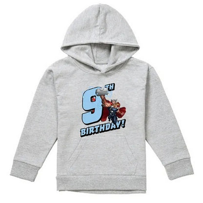 Athletic Heather - Front - Marvel Childrens-Kids Thor Heather 9th Birthday Hoodie