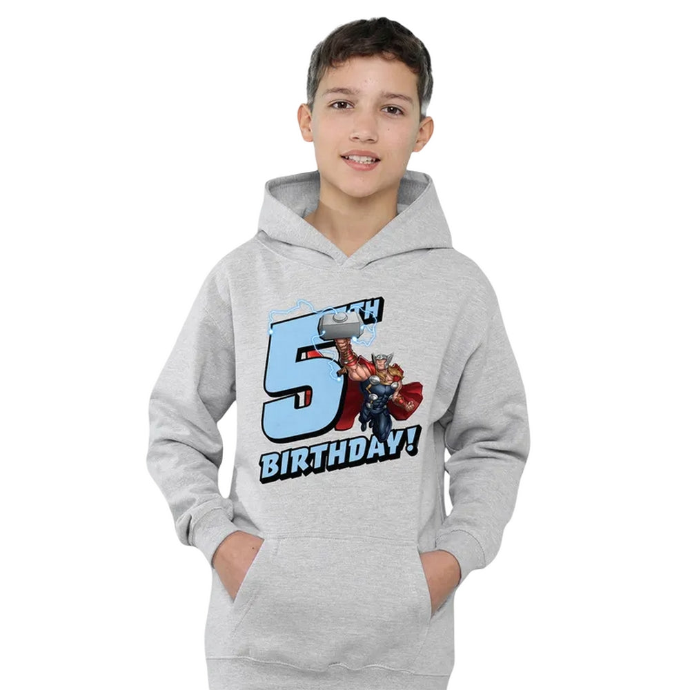 Athletic Heather - Lifestyle - Marvel Childrens-Kids Thor Heather 5th Birthday Hoodie