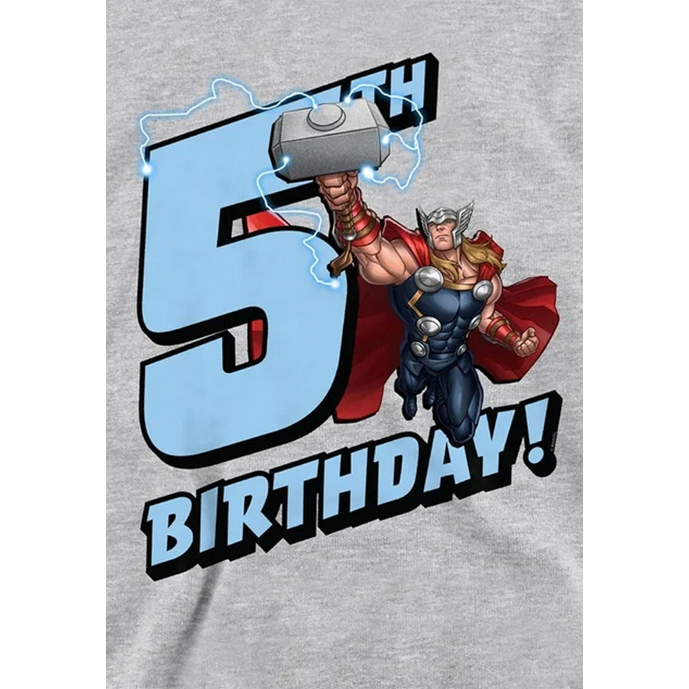 Athletic Heather - Side - Marvel Childrens-Kids Thor Heather 5th Birthday Hoodie