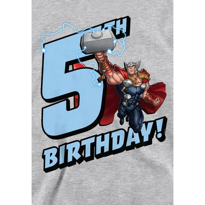 Athletic Heather - Side - Marvel Childrens-Kids Thor Heather 5th Birthday Hoodie