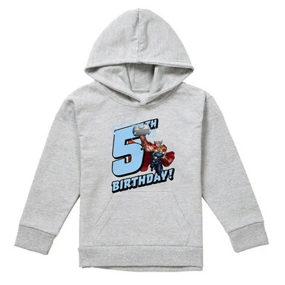 Athletic Heather - Front - Marvel Childrens-Kids Thor Heather 5th Birthday Hoodie