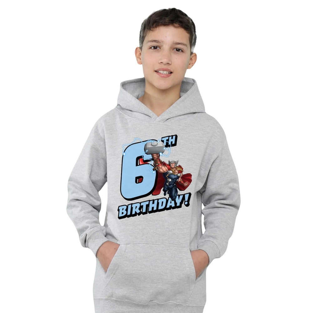 Athletic Heather - Lifestyle - Marvel Childrens-Kids Thor Heather 6th Birthday Hoodie