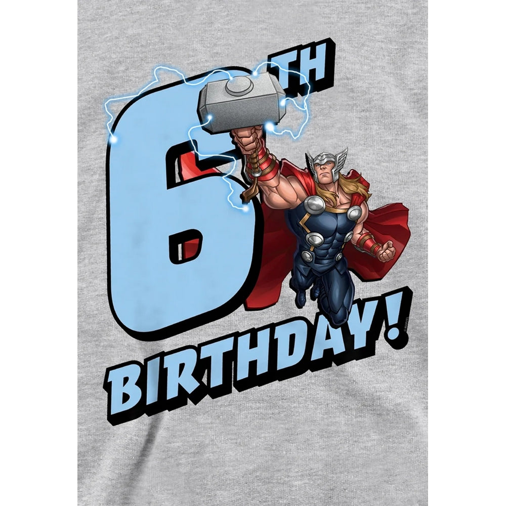 Athletic Heather - Side - Marvel Childrens-Kids Thor Heather 6th Birthday Hoodie
