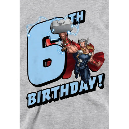 Athletic Heather - Side - Marvel Childrens-Kids Thor Heather 6th Birthday Hoodie