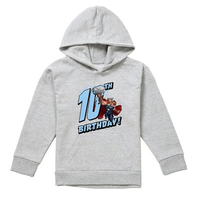 Athletic Heather - Front - Marvel Childrens-Kids Thor Heather 10th Birthday Hoodie