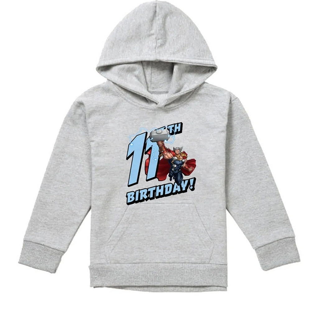 Athletic Heather - Front - Marvel Childrens-Kids Thor Heather 11th Birthday Hoodie