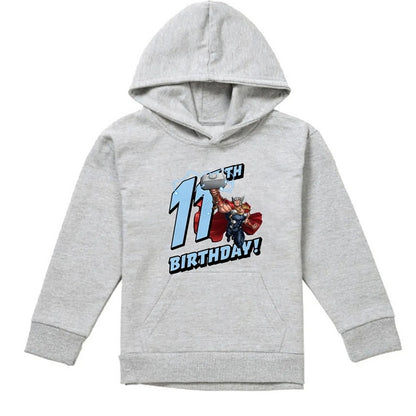 Athletic Heather - Front - Marvel Childrens-Kids Thor Heather 11th Birthday Hoodie