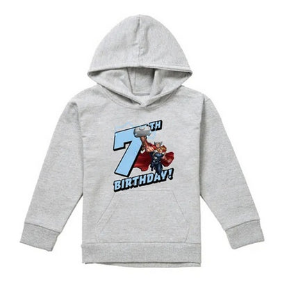 Athletic Heather - Front - Marvel Childrens-Kids Thor Heather 7th Birthday Hoodie