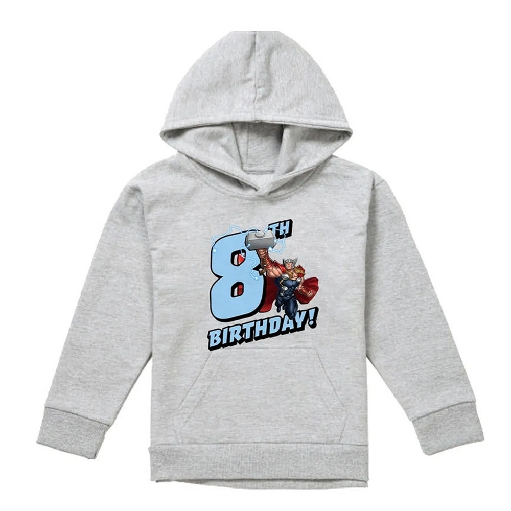 Athletic Heather - Front - Marvel Childrens-Kids Thor Heather 8th Birthday Hoodie