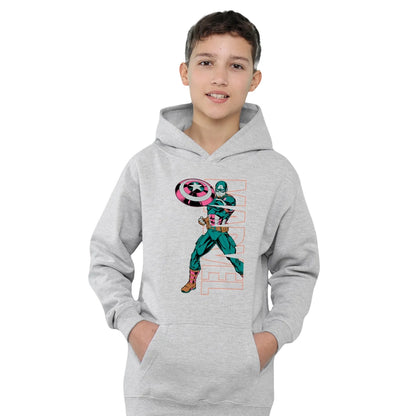 Athletic Heather - Lifestyle - Captain America Childrens-Kids Emerge Heather Pull Over Hoodie