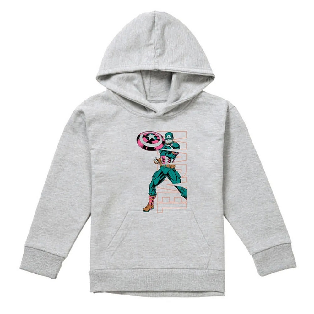 Athletic Heather - Front - Captain America Childrens-Kids Emerge Heather Pull Over Hoodie