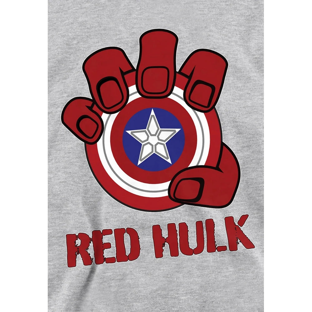Athletic Heather - Side - Captain America Childrens-Kids Red Hulk Shield Heather Pull Over Hoodie