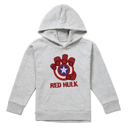 Athletic Heather - Front - Captain America Childrens-Kids Red Hulk Shield Heather Pull Over Hoodie
