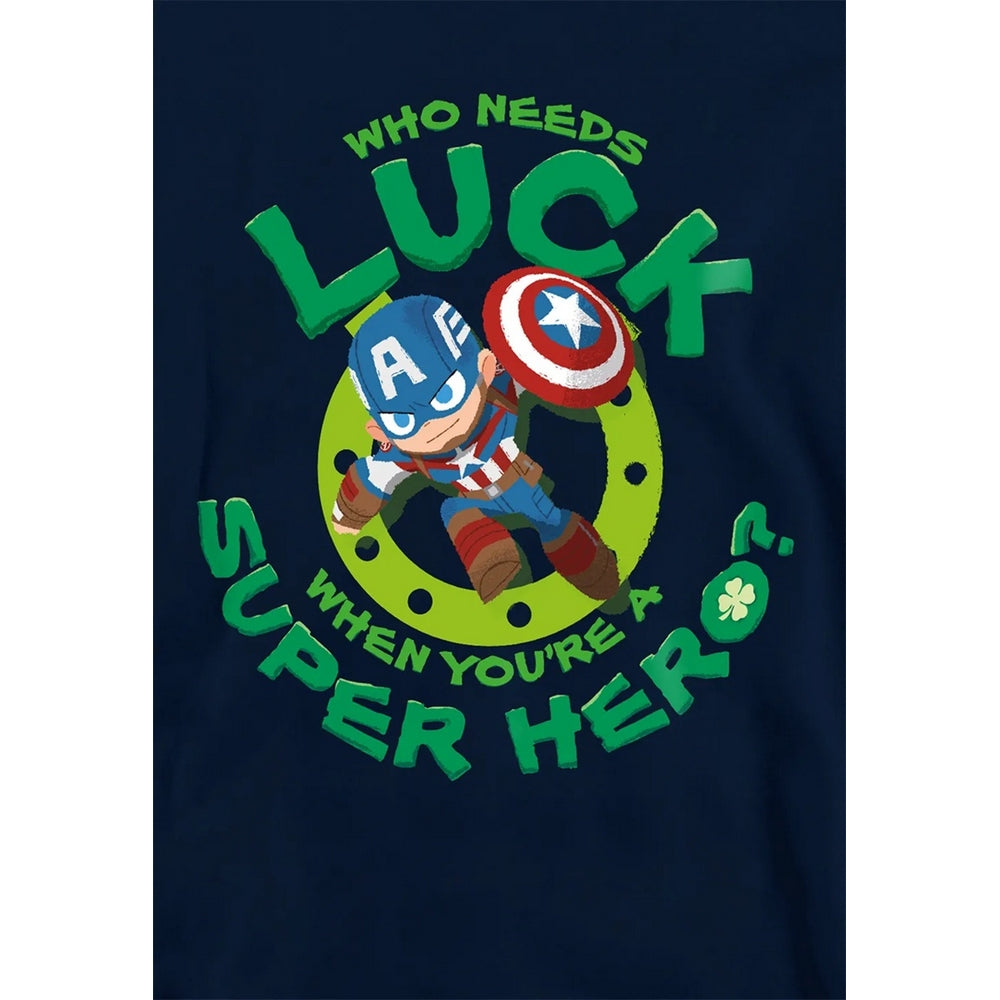 Navy - Side - Captain America Childrens-Kids Lucky Super Hero Pull Over St Patricks Day Hoodie