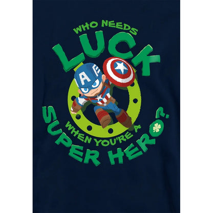 Navy - Side - Captain America Childrens-Kids Lucky Super Hero Pull Over St Patricks Day Hoodie