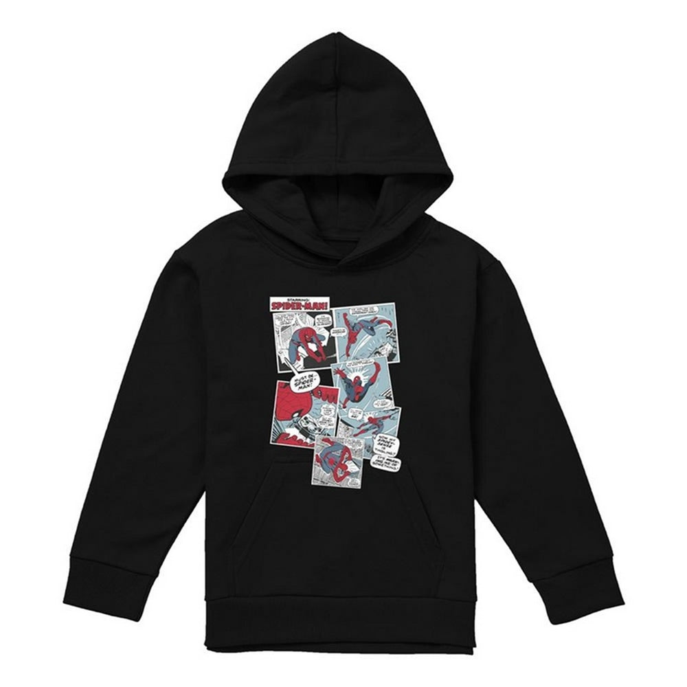 Black - Front - Spider-Man Childrens-Kids Panel Collage Hoodie